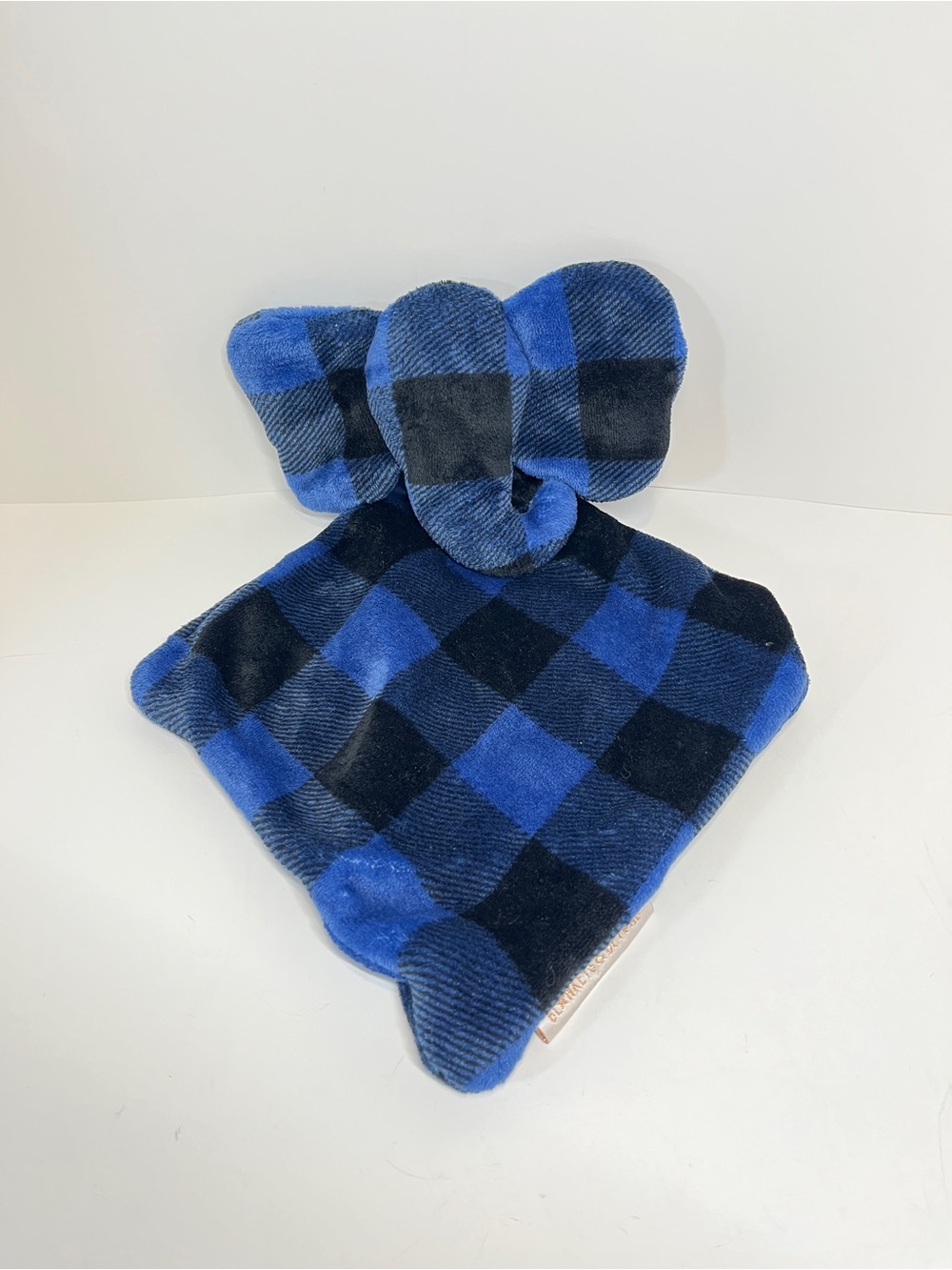 Blankets & Beyond Blue Black Plaid Elephant Soft Plush Baby Lovey Security Toy